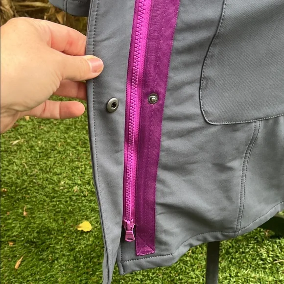 TITLE NINE Women's Gray softshell Trench Coat with Purple accents - Picture 14 of 14